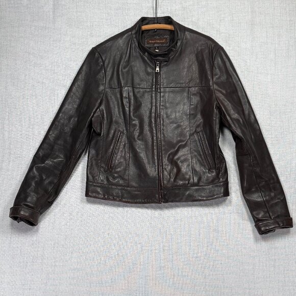 Knoles & Carter Italian Lambskin Leather Jacket Black Moto Zip Front Size XL - Picture 1 of 14